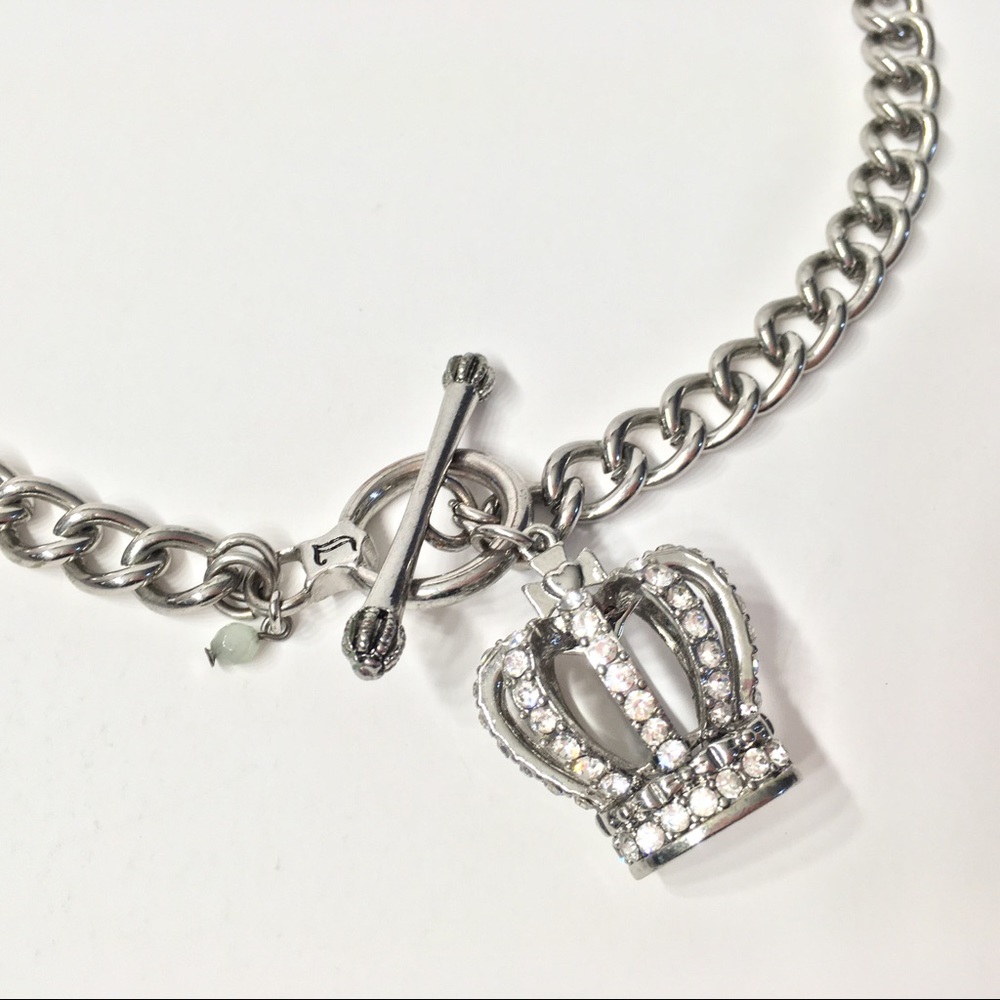 Juicy Couture Silver Crown Bling Charm Necklace